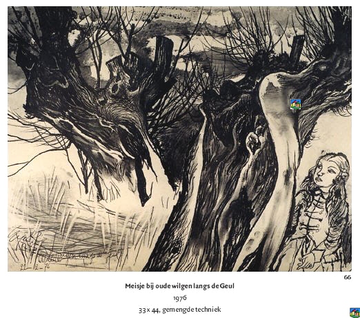 Meisje bij de oude wilgen langs de Geul